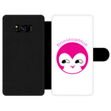 BurningMint® Smiley Girl Phone Wallet Case. Cute Pink Girl Wall Phone Wallet Case