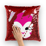 BurningMint® Sequin Cushion Cover with Smiley Girl. Sequin Cushion Cover with Cute Pink Girl