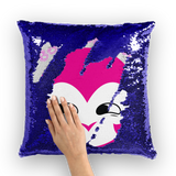 BurningMint® Sequin Cushion Cover with Smiley Girl. Sequin Cushion Cover with Cute Pink Girl