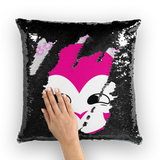 BurningMint® Sequin Cushion Cover with Smiley Girl. Sequin Cushion Cover with Cute Pink Girl
