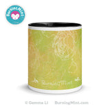 Accent mug, Ceramic coffee mug, dishwasher safe mug, floral mug, kitchen décor, microwave safe mug, mug for mom, mug for wife, mug for her, mug gift, yellow mug, green mug, BurningMint mug,   Accent mugs, Ceramic coffee mugs, dishwasher safe mugs, floral mugs, kitchen décor, microwave safe mugs, mugs for mom, mugs for wife, mugs for her, mug gifts, yellow mugs, green mugs, BurningMint mugs