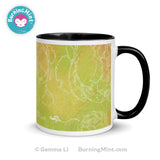 Accent mug, Ceramic coffee mug, dishwasher safe mug, floral mug, kitchen décor, microwave safe mug, mug for mom, mug for wife, mug for her, mug gift, yellow mug, green mug, BurningMint mug,   Accent mugs, Ceramic coffee mugs, dishwasher safe mugs, floral mugs, kitchen décor, microwave safe mugs, mugs for mom, mugs for wife, mugs for her, mug gifts, yellow mugs, green mugs, BurningMint mugs