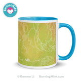 Accent mug, Ceramic coffee mug, dishwasher safe mug, floral mug, kitchen décor, microwave safe mug, mug for mom, mug for wife, mug for her, mug gift, yellow mug, green mug, BurningMint mug,   Accent mugs, Ceramic coffee mugs, dishwasher safe mugs, floral mugs, kitchen décor, microwave safe mugs, mugs for mom, mugs for wife, mugs for her, mug gifts, yellow mugs, green mugs, BurningMint mugs