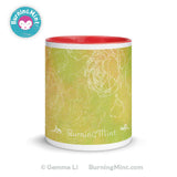 Accent mug, Ceramic coffee mug, dishwasher safe mug, floral mug, kitchen décor, microwave safe mug, mug for mom, mug for wife, mug for her, mug gift, yellow mug, green mug, BurningMint mug,   Accent mugs, Ceramic coffee mugs, dishwasher safe mugs, floral mugs, kitchen décor, microwave safe mugs, mugs for mom, mugs for wife, mugs for her, mug gifts, yellow mugs, green mugs, BurningMint mugs