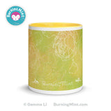 Accent mug, Ceramic coffee mug, dishwasher safe mug, floral mug, kitchen décor, microwave safe mug, mug for mom, mug for wife, mug for her, mug gift, yellow mug, green mug, BurningMint mug,   Accent mugs, Ceramic coffee mugs, dishwasher safe mugs, floral mugs, kitchen décor, microwave safe mugs, mugs for mom, mugs for wife, mugs for her, mug gifts, yellow mugs, green mugs, BurningMint mugs