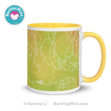 Accent mug, Ceramic coffee mug, dishwasher safe mug, floral mug, kitchen décor, microwave safe mug, mug for mom, mug for wife, mug for her, mug gift, yellow mug, green mug, BurningMint mug,   Accent mugs, Ceramic coffee mugs, dishwasher safe mugs, floral mugs, kitchen décor, microwave safe mugs, mugs for mom, mugs for wife, mugs for her, mug gifts, yellow mugs, green mugs, BurningMint mugs