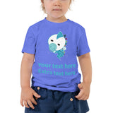 Personalized Cute Blue Baby Dinosaur Toddler Short Sleeve Tee