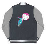 Cool Women's Letterman Jacket with Pink Girl on A Scooter