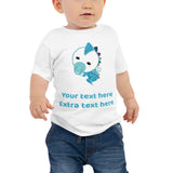 Personalized Cute Glittery Blue Baby Dinosaur Jersey Short Sleeve Tee