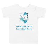 Personalized Cute Blue Baby Dinosaur Toddler Short Sleeve Tee