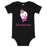 Personalized Cute Glittery Princess Baby Girl Bodysuit T-Shirt