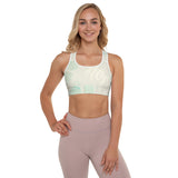 Padded Sports Bra with Abstract Typography Design