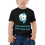 Personalized Cute Blue Baby Dinosaur Toddler Short Sleeve Tee