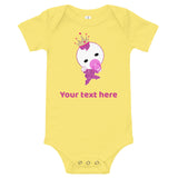 Personalized Cute Glittery Princess Baby Girl Bodysuit T-Shirt