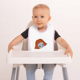Cute Embroidered Baby Bib | Orange Baby Girl Cartoon