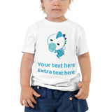 Personalized Cute Blue Baby Dinosaur Toddler Short Sleeve Tee