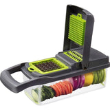 Multifunctional slicer, mandoline slicer, All-in-one slice,  Vegetable Fruit Slicer, garlic Grater, fruit Cutter, fruit Peeler, fruit slicer, fruit choppers,   vegetable choppers, vegetable cutter,  vegetable peeler, vegetable slicer,  Multifunctional Grater, Drain Basket Kitchen Chopper,  Chopper With Container, Slicer With Container