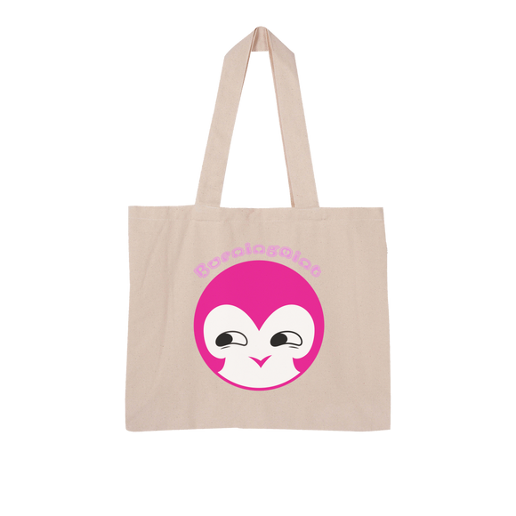 BurningMint® Large Organic Tote Bag with Cute Pink Girl. Smirk