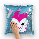 BurningMint® Sequin Cushion Cover with Smiley Girl. Sequin Cushion Cover with Cute Pink Girl
