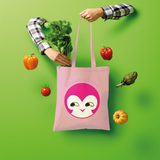 BurningMint® Shopper Bag with Smiley Girl. Tote Bag with Cute Pink