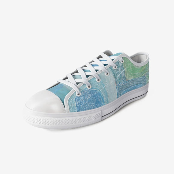 Blue Abstract Unisex Low Top Canvas Shoes