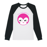BurningMint® Organic Raglan Long Sleeve Shirt with Cute Pink Girl. Smirk