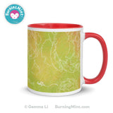 Accent mug, Ceramic coffee mug, dishwasher safe mug, floral mug, kitchen décor, microwave safe mug, mug for mom, mug for wife, mug for her, mug gift, yellow mug, green mug, BurningMint mug,   Accent mugs, Ceramic coffee mugs, dishwasher safe mugs, floral mugs, kitchen décor, microwave safe mugs, mugs for mom, mugs for wife, mugs for her, mug gifts, yellow mugs, green mugs, BurningMint mugs