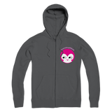 BurningMint® Premium Adult Zip Hoodie with Cute Pink Face. Smirk Zip Hoodie