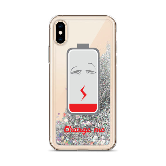 Charge Me Funny Liquid Glitter Phone Case