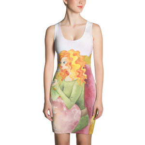 Colorful Female Illustration Sublimation Cut & Sew Dress