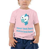 Personalized Cute Blue Baby Dinosaur Toddler Short Sleeve Tee
