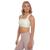 Padded Sports Bra with Abstract Typography Design