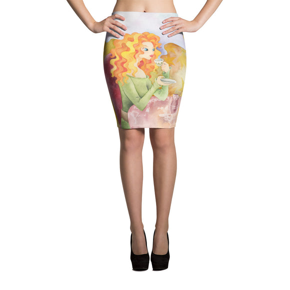 Sexy Pencil Skirt with Trendy Female Illustration