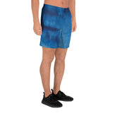 Men's Athletic Long Shorts with Cool Blue Painting