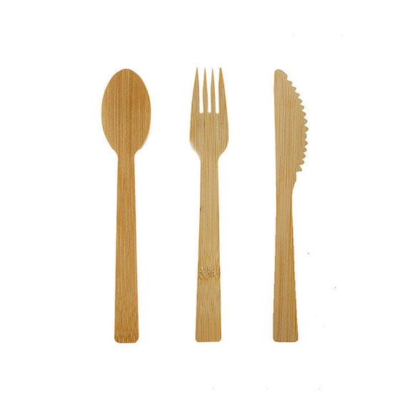 Eco-Friendly Tableware, Biodegradable Kitchen Utensils, Bamboo Cutlery Set, Wooden Knife Fork Spoon, Flatware Set